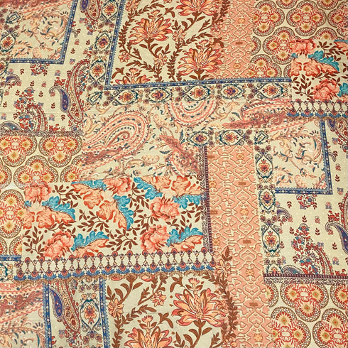 3 Metres Printed Cashmere Effect Crepe Fabric- 45" Wide (Amber)