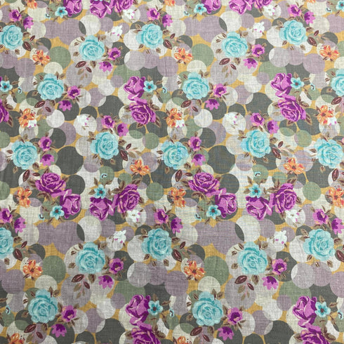 Luxury Dressmaking 100% Digital Printed Cotton Lawn- 55" (Purple & Sky Blue)