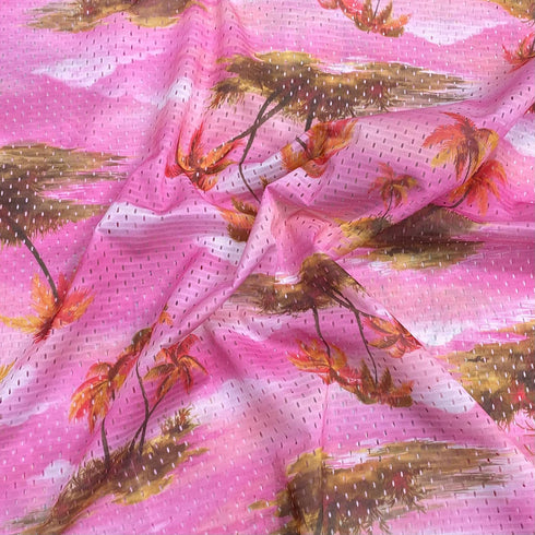 3 Metres Beautiful Printed Cut Out Crepe 55" Wide (Pink)