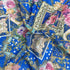 3 Metres Beautiful Printed Cut Out Crepe 55" Wide (Blue)