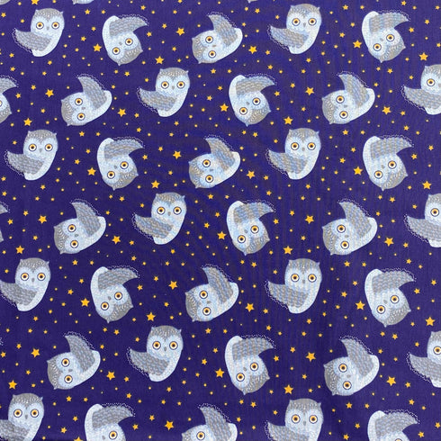 3 Metres Super Soft Printed Poplin Cotton - 63" Wide (Owl)