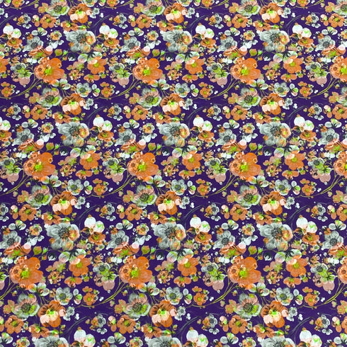 3 Metres Premium Cotton Lawn With Sateen Finish - 45" Wide - Purple & Orange