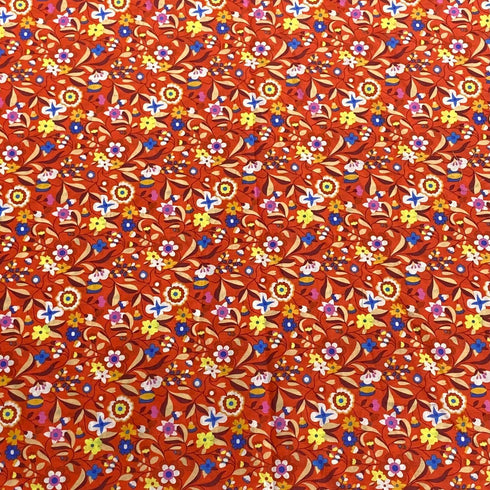 Luxury Dressmaking 100% Digital Printed Cotton Lawn- 55" (Red)