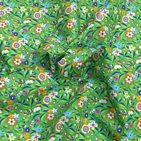 Luxury Dressmaking 100% Digital Printed Cotton Lawn- 55" (Green)