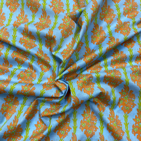 Luxury Dressmaking 100% Digital Printed Cotton Lawn- 55" (Sky)