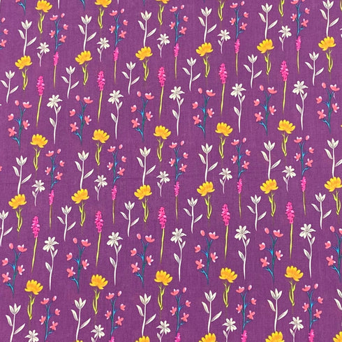 Luxury Dressmaking 100% Digital Printed Cotton Lawn- 55" (Purple)