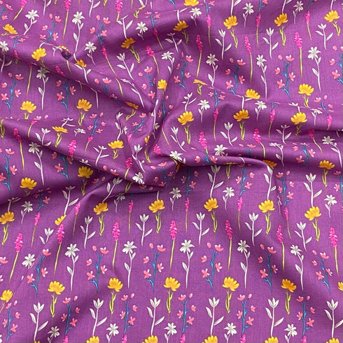 Luxury Dressmaking 100% Digital Printed Cotton Lawn- 55" (Purple)