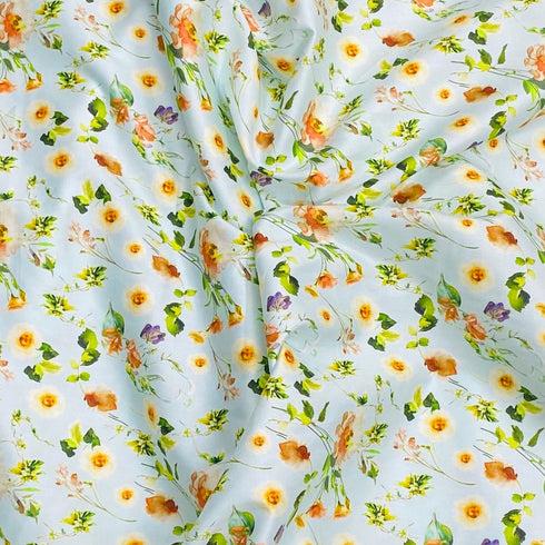 3 Metres Premium Cotton Lawn With Sateen Finish - 55" Wide - Flowers