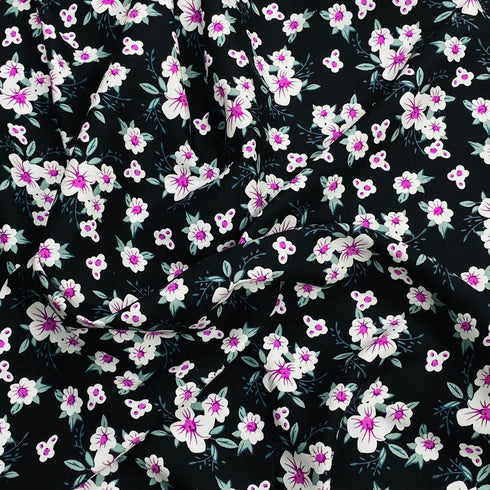 3 Metres, Premium Quality, Printed Dressmaking Viscose - 55" Wide (Periwinkle)