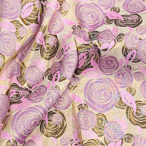 Per Metre Luxury Floral Brocade- 55” Wide (Pink Rose)