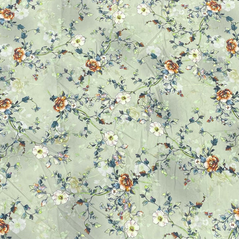 3 Metres, Soft Touch Japanese Printed Crepe - 45" Wide (Sage)