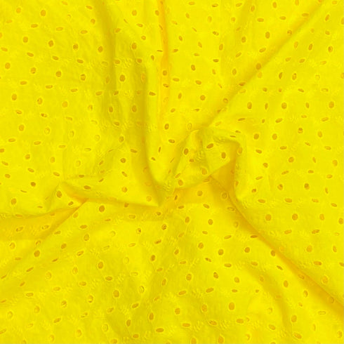 3 Metre Luxurious Broderie Anglaise Cotton - 60" Wide - Yellow