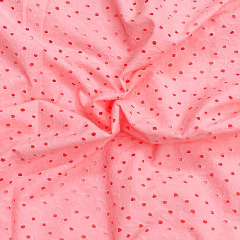 3 Metre Luxurious Broderie Anglaise Cotton - 60" Wide - Pink
