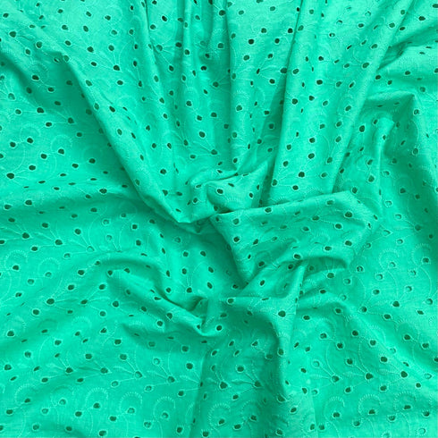 3 Metre Luxurious Broderie Anglaise Cotton - 60" Wide - Teal
