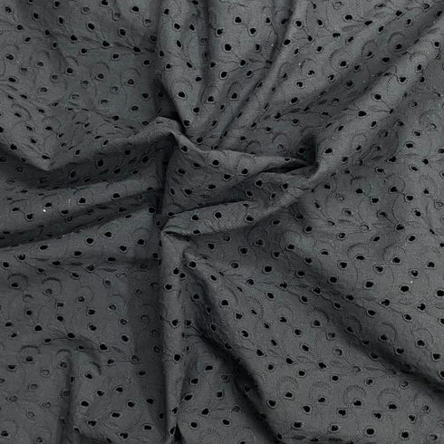 3 Metre Luxurious Broderie Anglaise Cotton - 60" Wide - Black