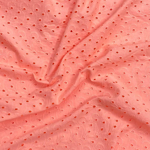 3 Metre Luxurious Broderie Anglaise Cotton - 60" Wide - Peach