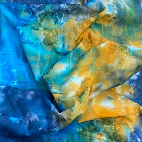 Premium Quality 100% Cotton Batik - 45" Wide (Yellow & Navy)