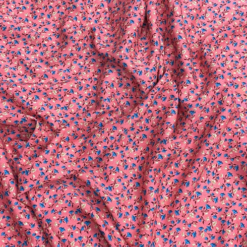 3 Metres, Premium Quality, Printed Dressmaking Viscose - 55" Wide (Pink)