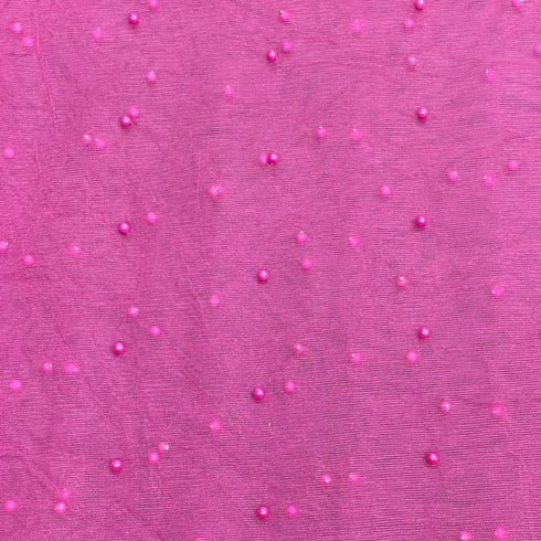 Per Metre Luxurious Beads On Mesh - 55" wide (Pink)