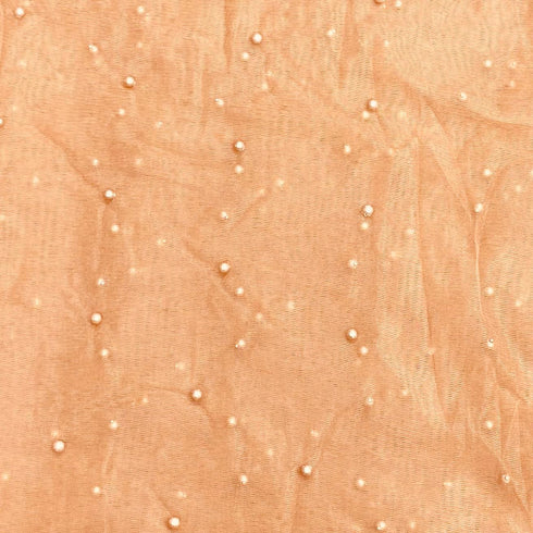 Per Metre Luxurious Beads On Mesh - 55" wide (Brown)