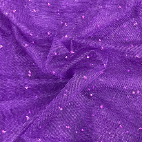 Per Metre Luxurious Beads On Mesh - 55" wide (Purple)