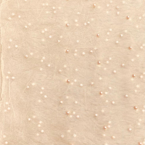 Per Metre Luxurious Beads On Mesh - 55" wide (Beige)
