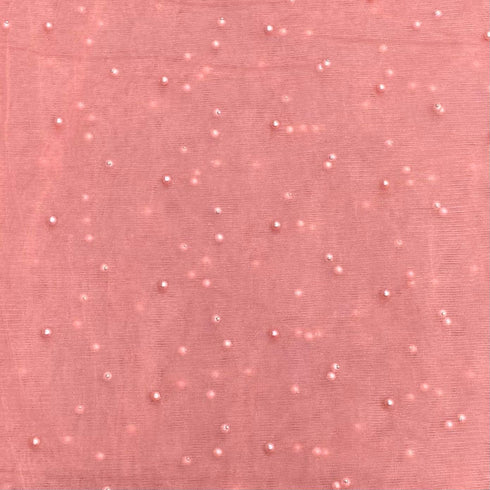 Per Metre Luxurious Beads On Mesh - 55" wide (Peach)