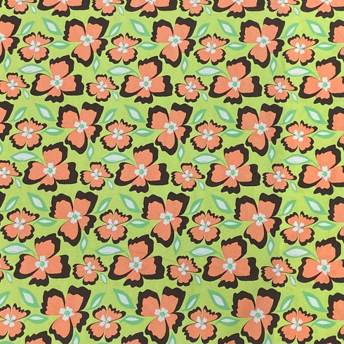 Soft Touch Japanese Printed Crepe - 45" Wide (Green & Orange)