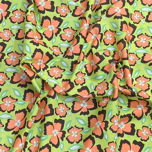 Soft Touch Japanese Printed Crepe - 45" Wide (Green & Orange)