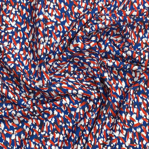 Soft Touch Japanese Printed Crepe - 45" Wide (Red, Blue & White)