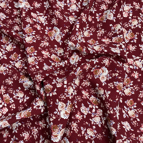 3 Metres Luxury Soft Heavy Printed Crepe - 55" Wide (Wine)