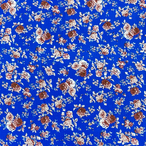 3 Metres Luxury Soft Heavy Printed Crepe - 55" Wide (Blue)