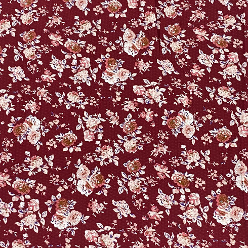 3 Metres Luxury Soft Heavy Printed Crepe - 55" Wide (Wine)