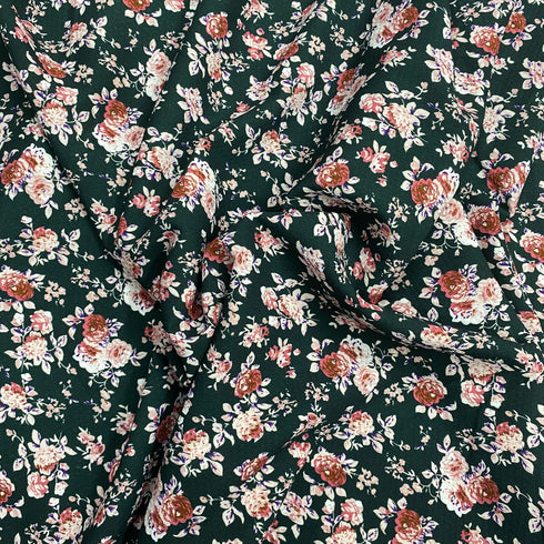 3 Metres Luxury Soft Heavy Printed Crepe - 55" Wide (Dark Green)