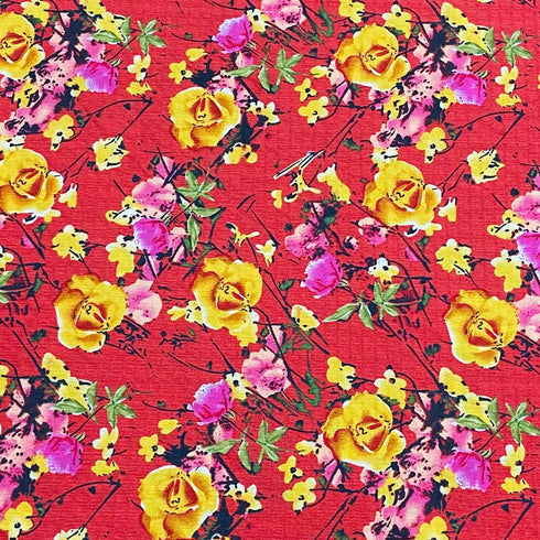 3 Metres Luxury Soft Printed Crepe - 55" Wide (Red)