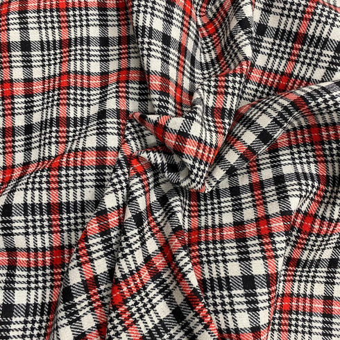 3 Metres Premium Wool Rich Fabric 55" Wide (Red, Black & White)