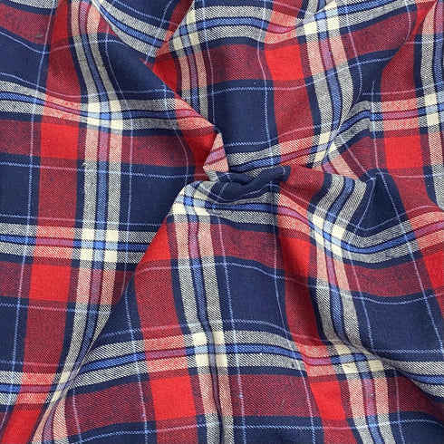 3 Metres Premium Wool Rich Fabric 55" Wide (Navy & Red)