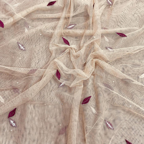 3 Metres Luxurious Embroidery Net - 45" Wide (Beige)