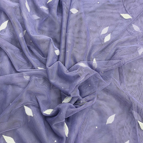 3 Metres Luxurious Embroidery Net - 45" Wide (Purple & White)