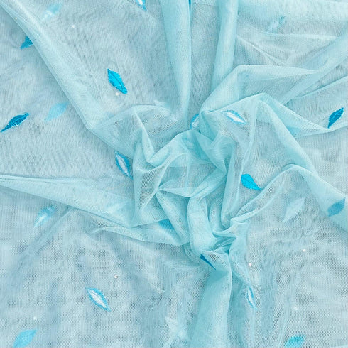 3 Metres Luxurious Embroidery Net - 55" Wide (Sky)