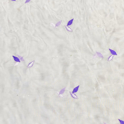 3 Metres Luxurious Embroidery Net - 45" Wide (White & Purple)