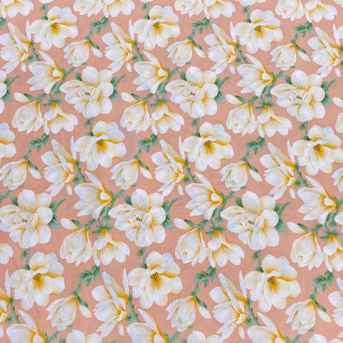 3 Metres, Premium Quality, Printed Dressmaking Viscose - 55" Wide (Pink Flower)