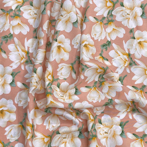 3 Metres, Premium Quality, Printed Dressmaking Viscose - 55" Wide (Pink Flower)