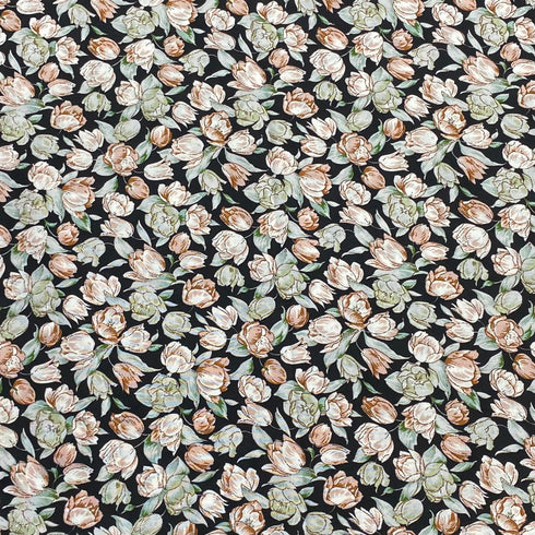 3 Metres, Premium Quality, Printed Dressmaking Viscose - 55" Wide (Black Blossom)