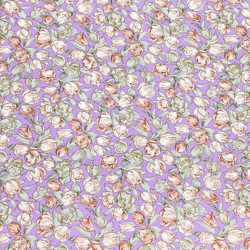 3 Metres, Premium Quality, Printed Dressmaking Viscose - 55" Wide (Lilac Blossom)