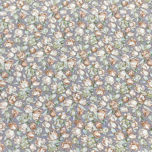 3 Metres, Premium Quality, Printed Dressmaking Viscose - 55" Wide (Grey Blossom)