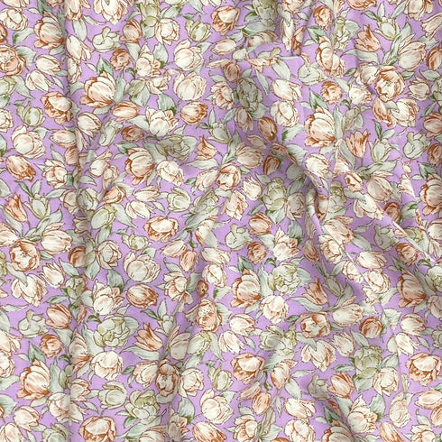 3 Metres, Premium Quality, Printed Dressmaking Viscose - 55" Wide (Lilac Blossom)