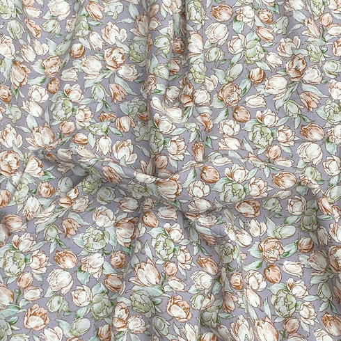 3 Metres, Premium Quality, Printed Dressmaking Viscose - 55" Wide (Grey Blossom)