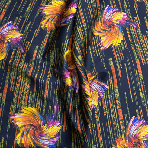 3 Metres Luxury Lounge Wear Printed Satin 55” Wide (Orange Floral)