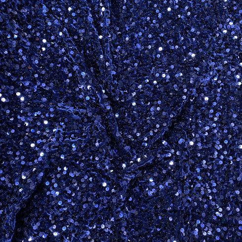 Luxurious Sequins On Velvet- 55" Wide - (Navy)